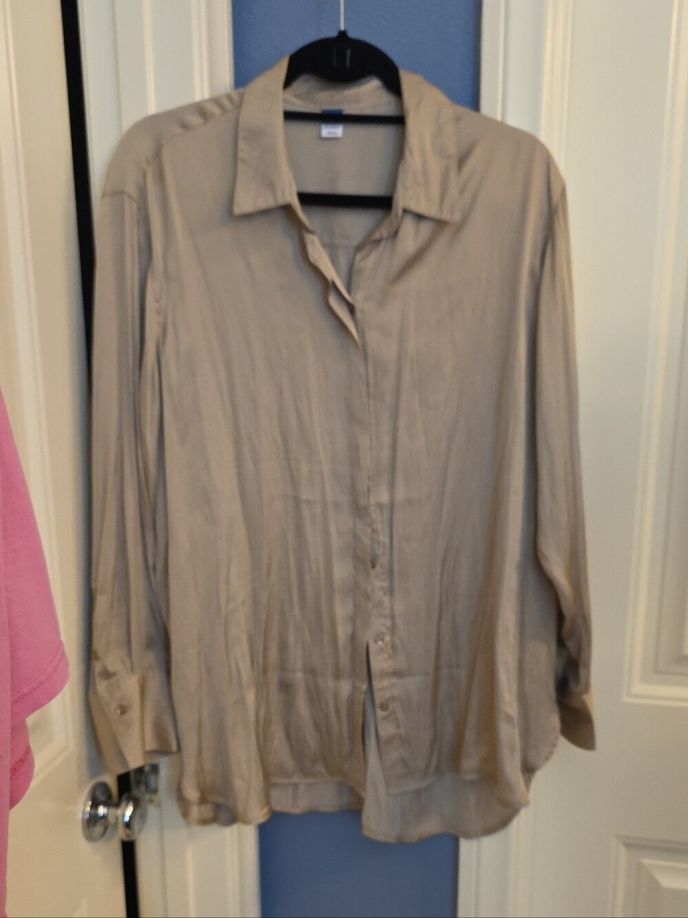 Old Navy Beige Long-Sleeve Button-Down Shirt Nwt L